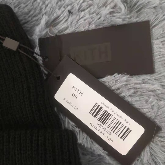 Kith Classic Rib Beanie Black - Picture 3 of 4